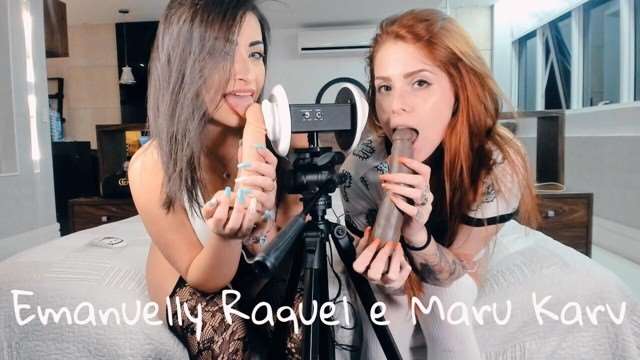 巴西辣妹EmanuellyRaquel与Marukarv双飞侍奉黑人巨根！ASMR3D环绕声舔耳口交征服实录【极致沉浸体验】